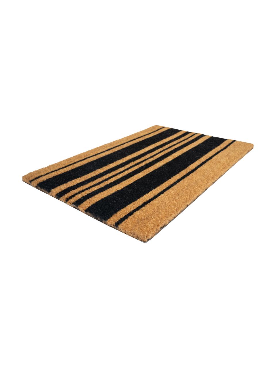 Deurmat Bold Stripes, Kokosvezels, Zwart, beige, 45 x 75 cm