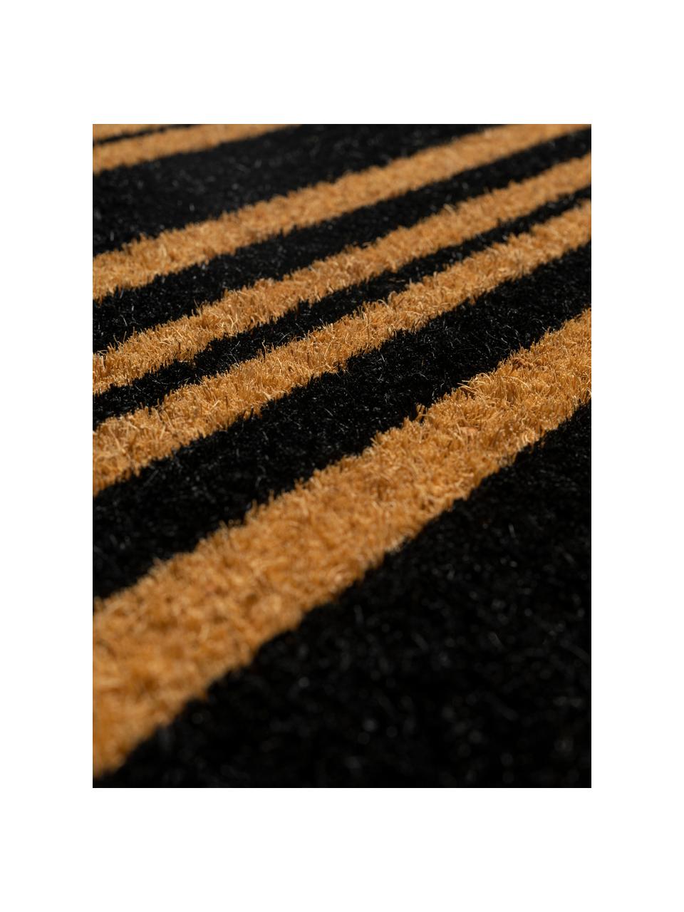 Felpudo Bold Stripes, Fibras de coco, Negro, beige, An 45 x L 75 cm