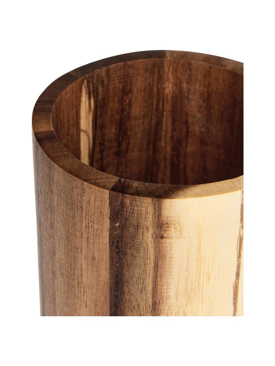 Toilettenbürste Wood aus Akazienholz, Behälter: Akazienholz, Griff: Kunststoff in Stahl-Optik, Akazienholz, Silberfarben, Ø 10 x H 36 cm
