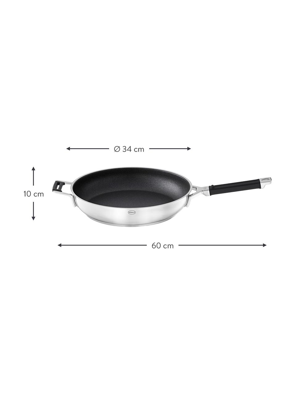 RVS braadpan Silence Pro met antiaanbaklaag, Ø 32 cm, Edelstaal 18/10, Zilverkleurig, zwart, Ø 34 x H 10 cm