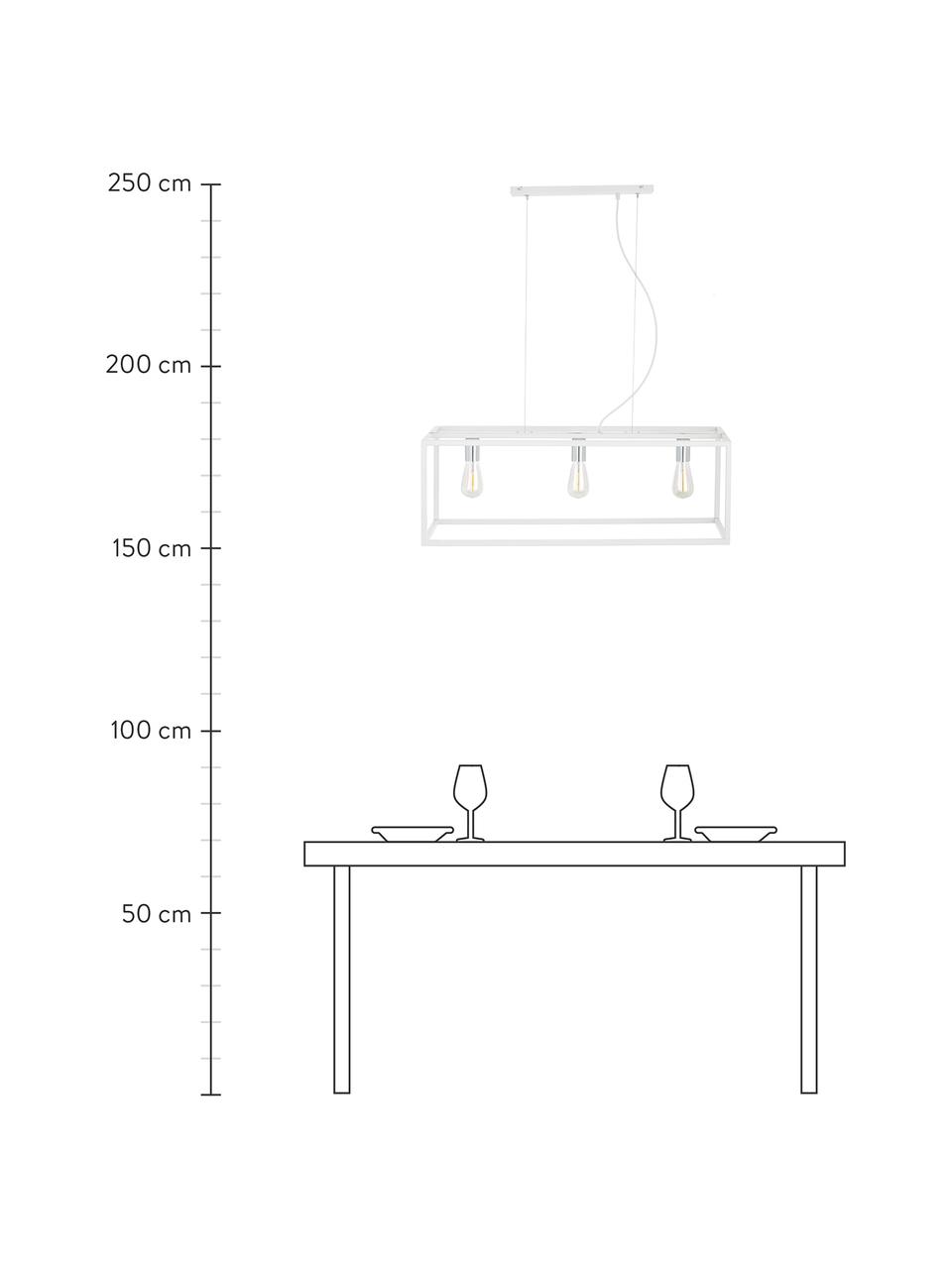 Grote hanglamp Cohen in wit, Fitting: gecoat metaal, Baldakijn: gecoat metaal, Wit, zilverkleurig, B 85 x D 29 cm