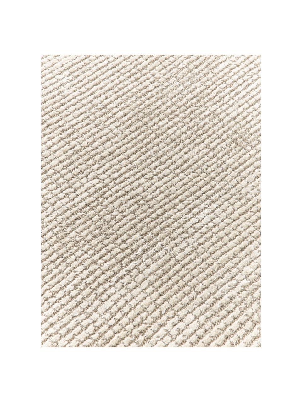 Tappeto rotondo a pelo corto fatto a mano Mansa, 56% lana certificata RWS (Responsible Wool Standard), 44% viscosa, Beige, bianco crema, Ø 150 cm (taglia M)