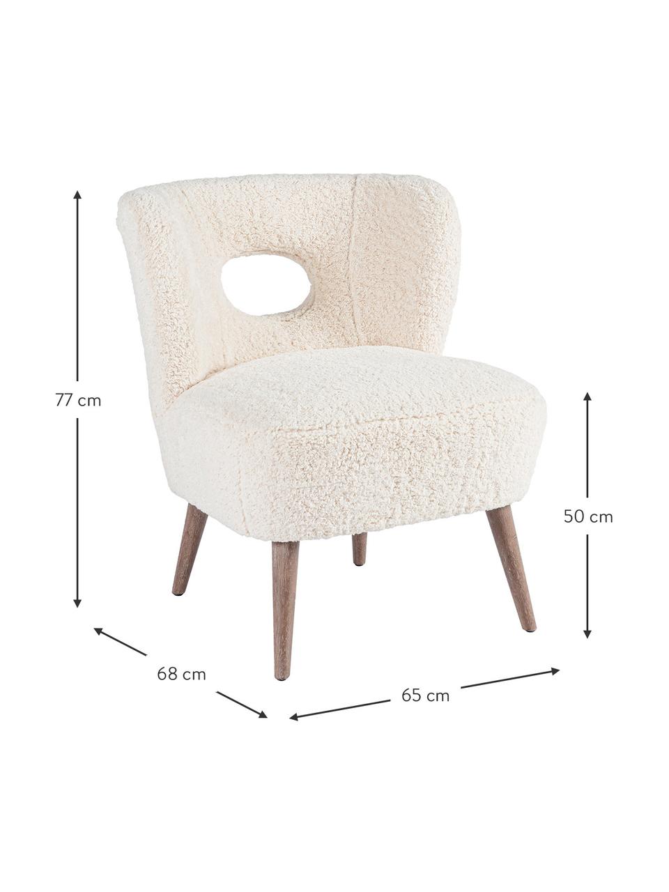 Fotel wypoczynkowy Teddy Cortina, Stelaż: drewno jodłowe, Nogi: drewno kauczukowe, Odcienie kremowego, S 65 x G 68 cm