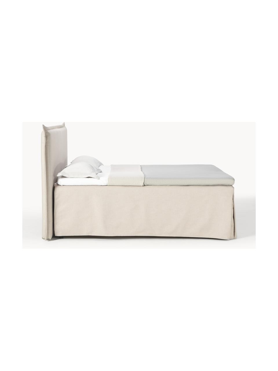 Premium Boxspringbett Violet, Matratze: 5-Zonen-Taschenfederkern, Füße: Massives Birkenholz, lack, Webstoff Hellbeige, B 180 x L 200 cm, Härtegrad H3