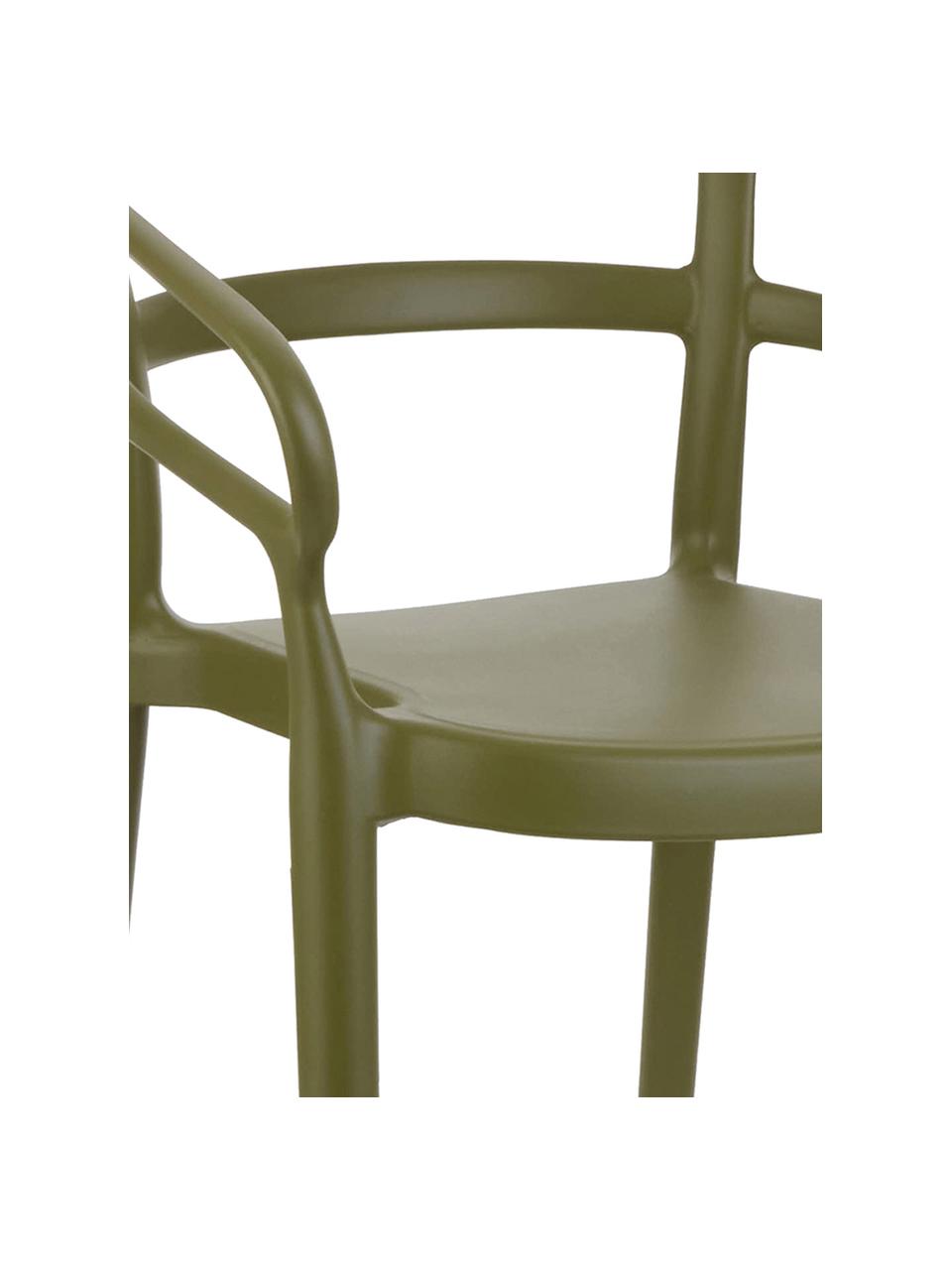 Kunststoffen armstoelen Rodi, 2 stuks, Polypropyleen, Groen, B 52 x D 57 cm