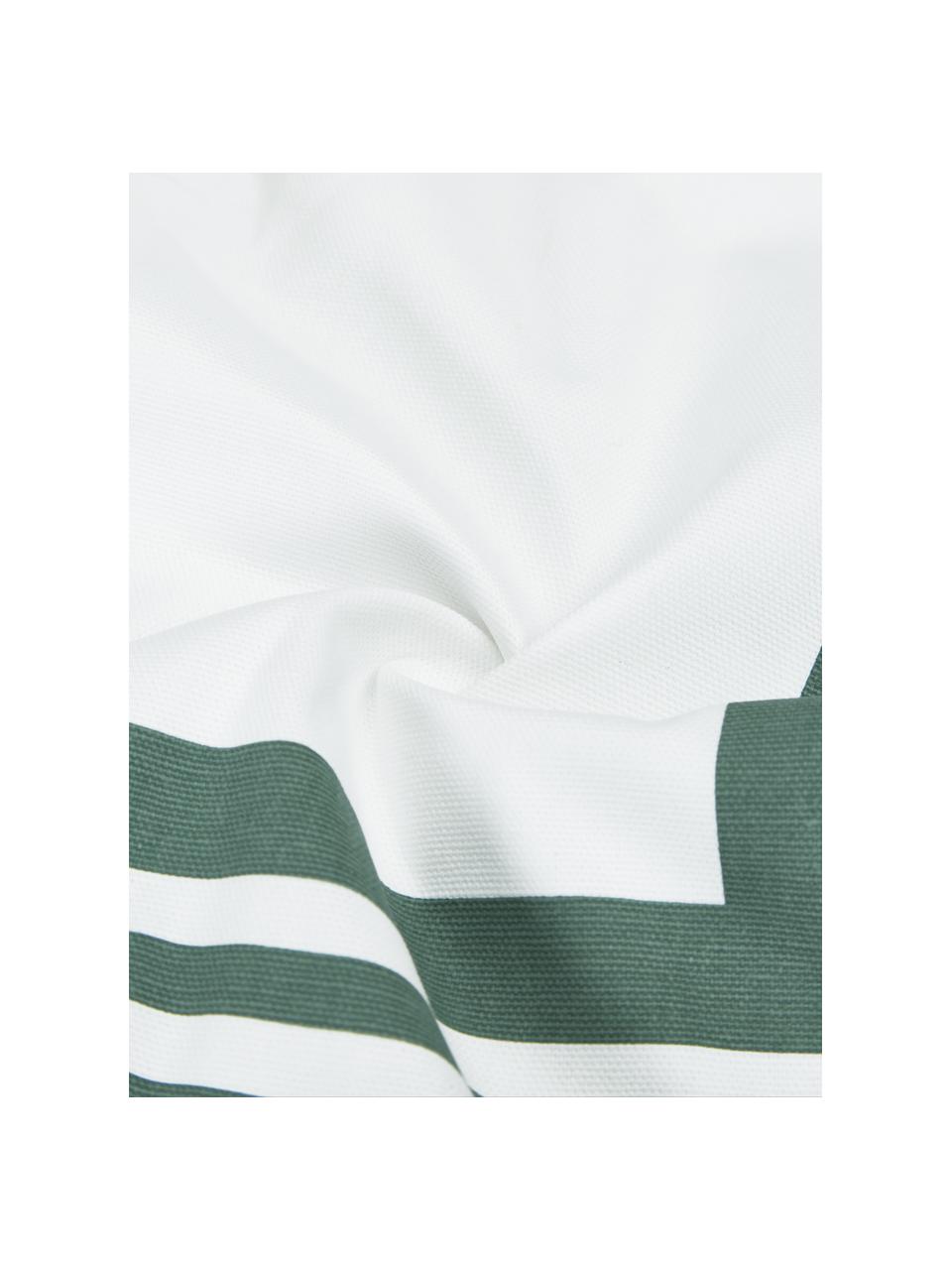 Housse de coussin 45x45 blanc vert Zahra, 100 % coton, Blanc, vert sauge, larg. 45 x long. 45 cm