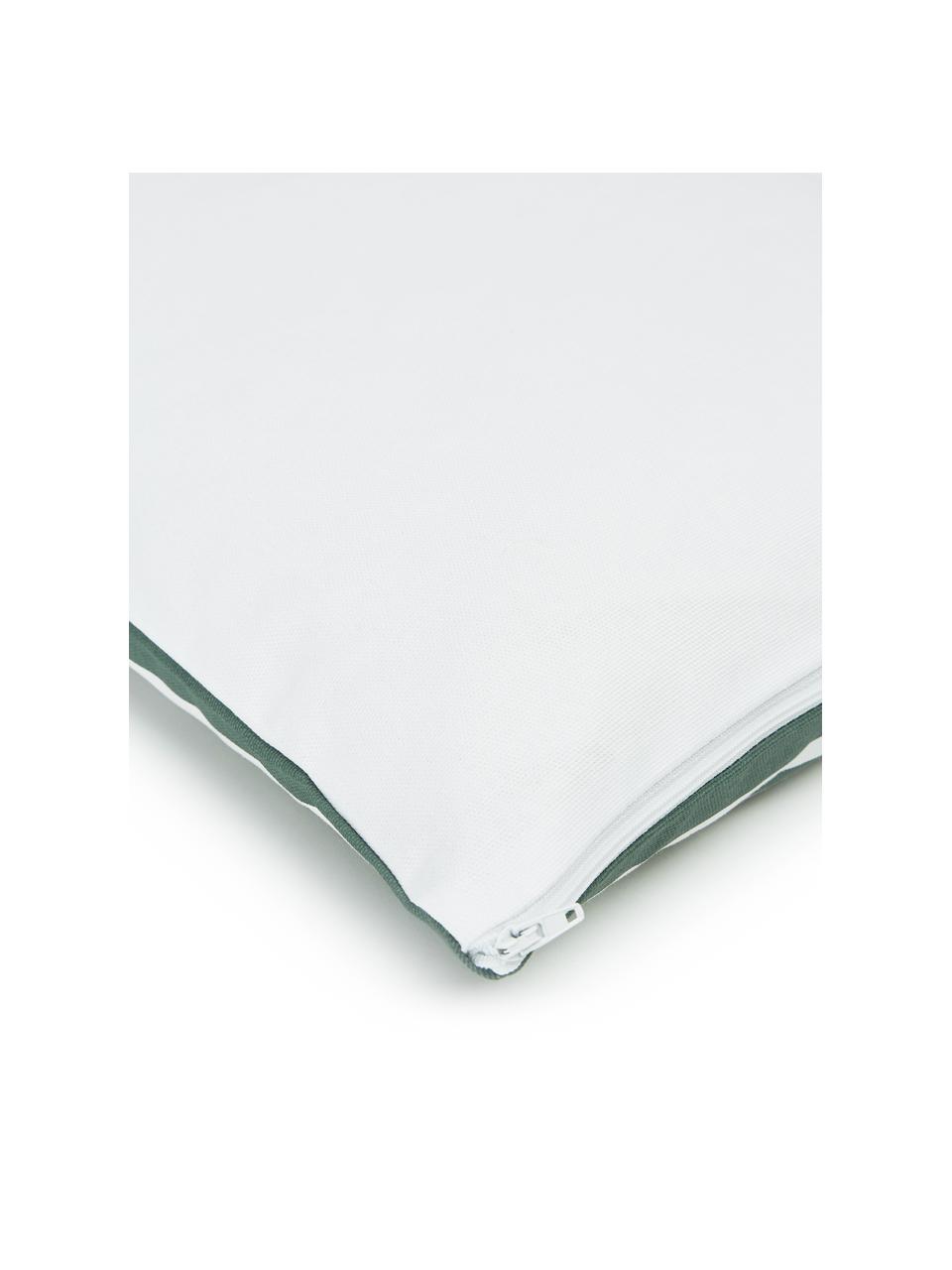 Povlak na polštář s grafickým vzorem Zahra, 100 % bavlna, Bílá, šalvějově zelená, Š 45 cm, D 45 cm