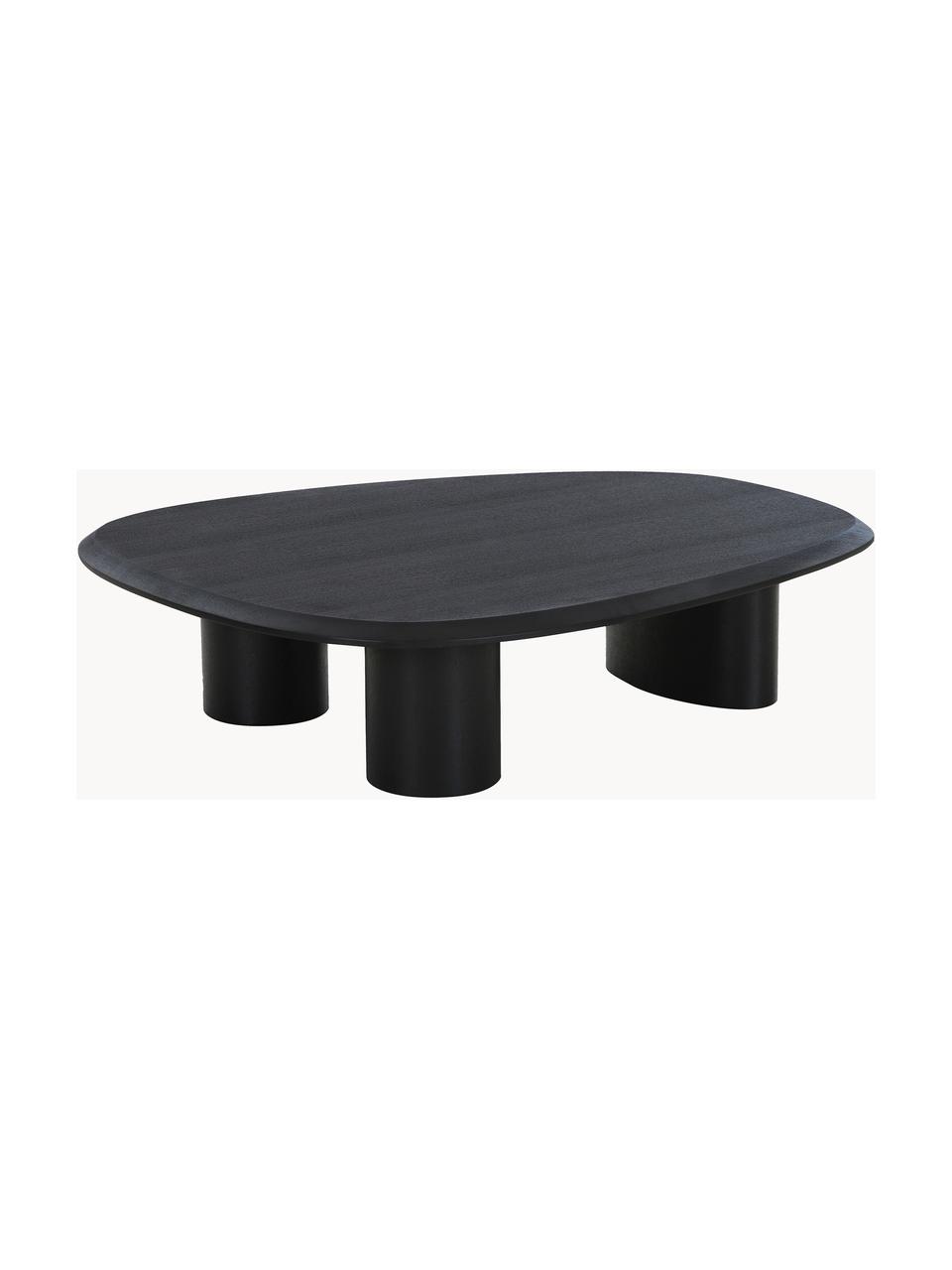 Ovaler Holz-Couchtisch Tirano, Mitteldichte Holzfaserplatte (MDF), Eschenholzfurnier, Schwarz, B 96 x T 78 cm