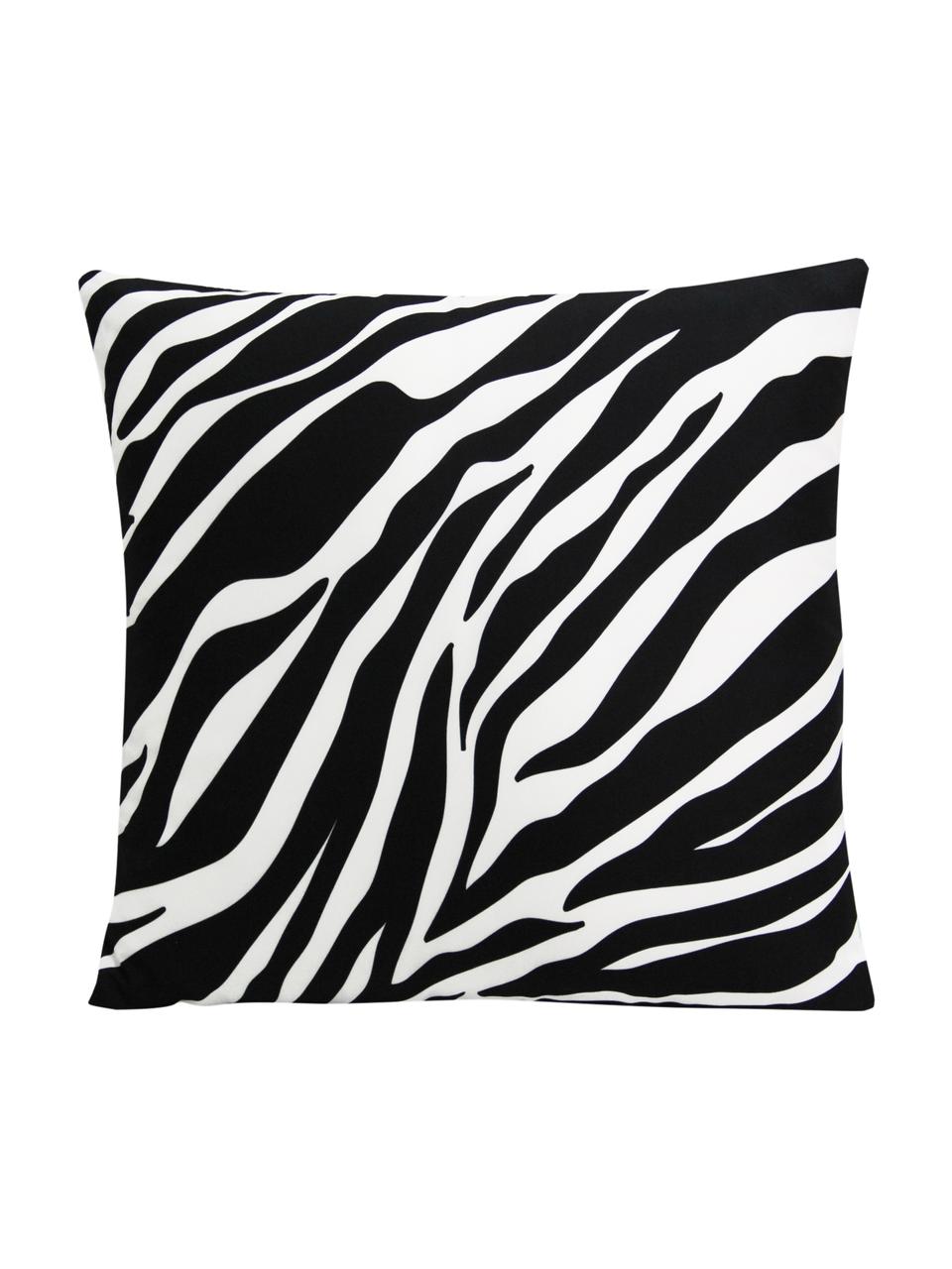 Dwustronna poszewka na poduszkę Zebra Pattern, 100% poliester, Biały, czarny, S 45 x D 45 cm