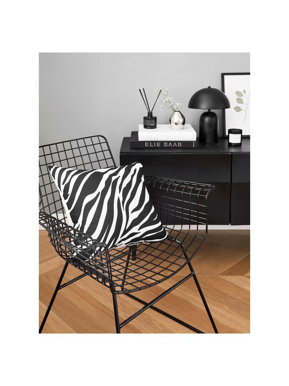 Kussenhoes Pattern met zebra print in zwart/wit, 100% polyester, Wit, zwart, 45 x 45 cm
