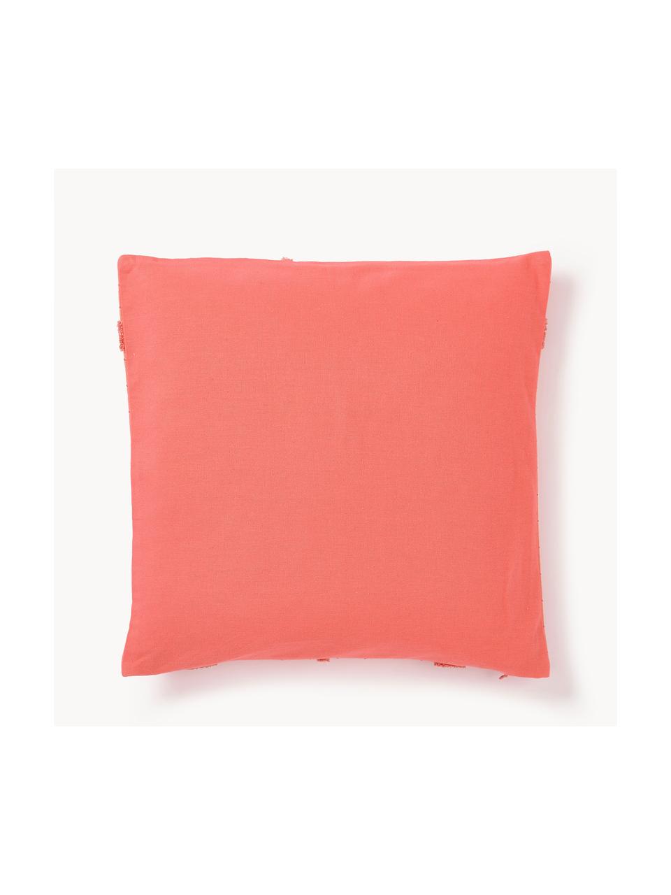 Housse de coussin 40x40 à carreaux Wade, 100 % coton, Corail, larg. 40 x long. 40 cm