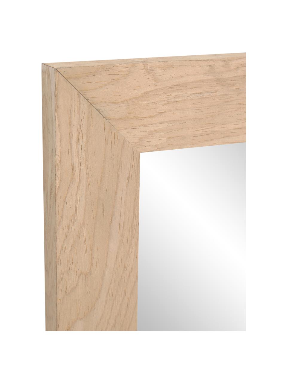 Eckiger Wandspiegel Wilany mit hellbraunem Holzrahmen, Rahmen: Holz, Spiegelfläche: Spiegelglas, Beige, B 53 x H 153 cm