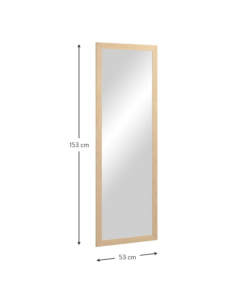 Eckiger Wandspiegel Wilany mit hellbraunem Holzrahmen, Rahmen: Holz, Spiegelfläche: Spiegelglas, Beige, B 53 x H 153 cm