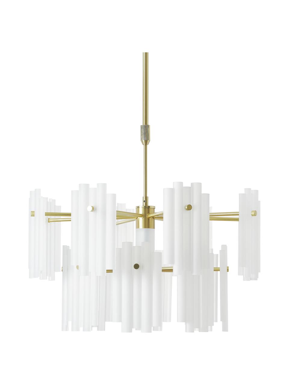 Lampa wisząca LED Alenia, Biały, odcienie mosiądzu, Ø 61 x W 98 cm