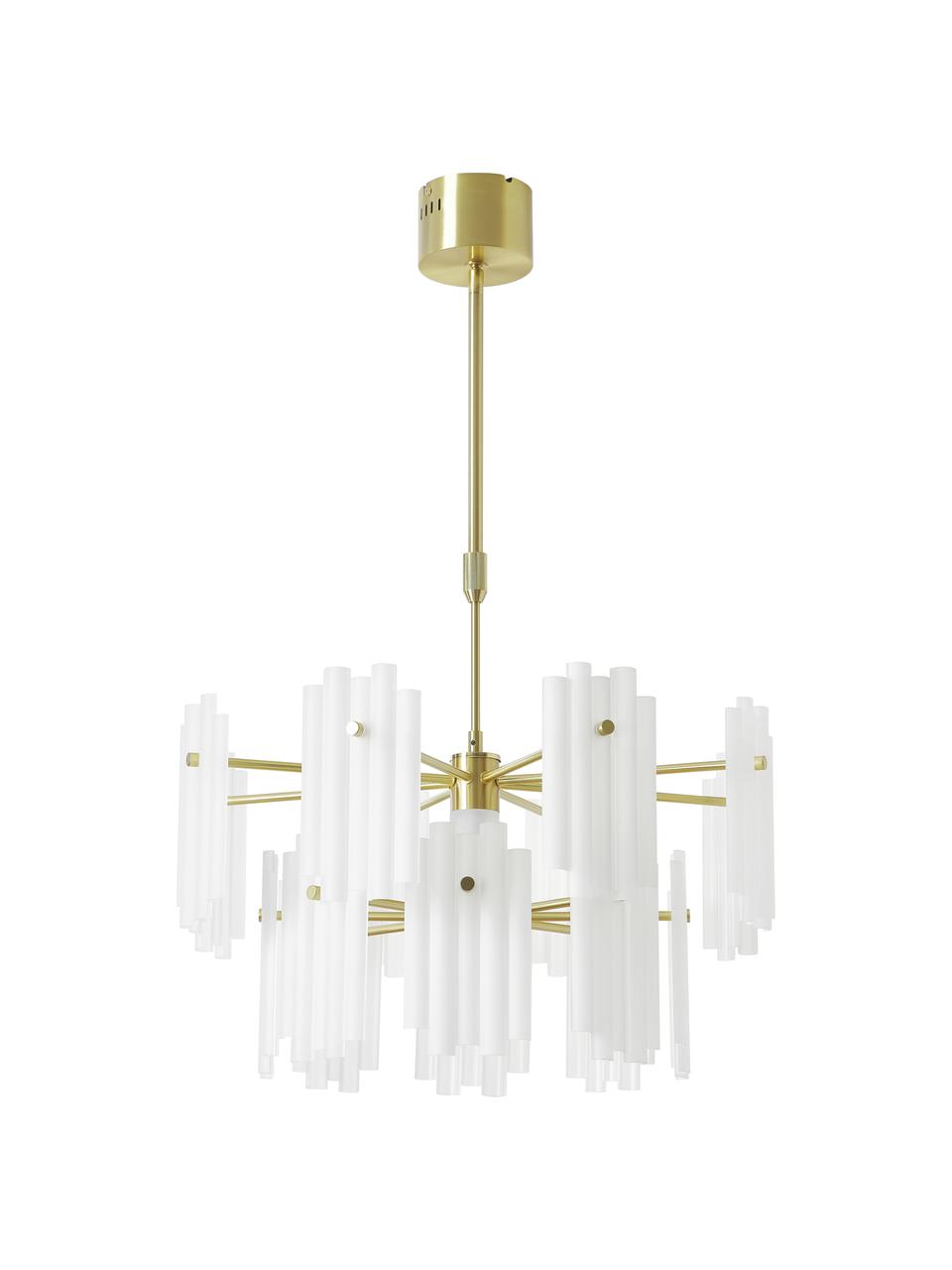 Velké závěsné LED svítidlo Alenia, Bílá, mosazná, Ø 61 cm, V 98 cm