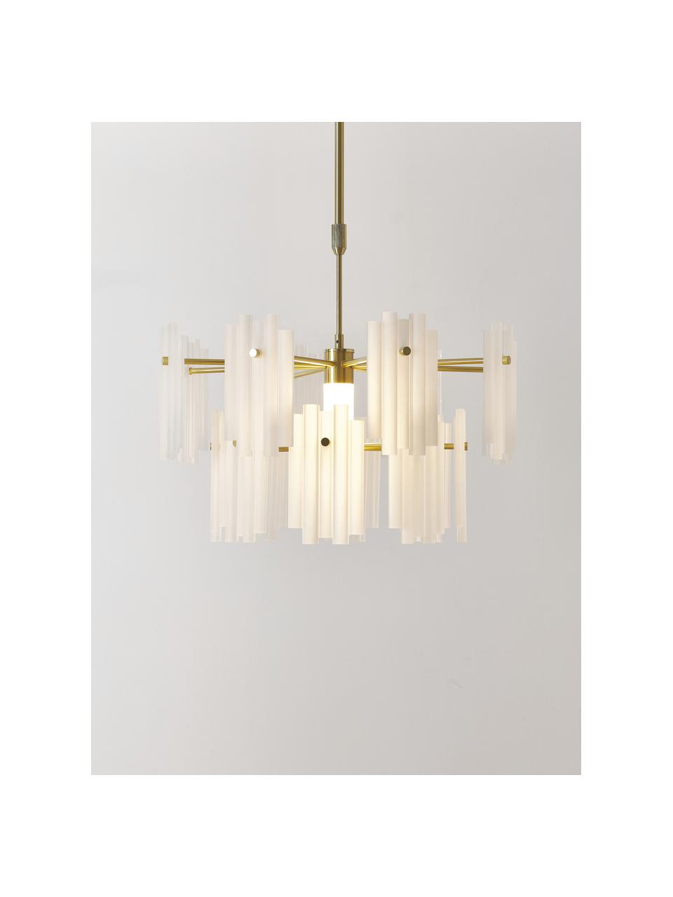 Grande suspension LED Alenia, Blanc, doré, Ø 61 x haut. 98 cm