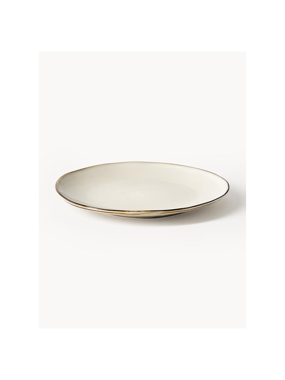 Platos postre artesanales de gres Thalia, 2 uds., Gres, Beige, Ø 22 cm