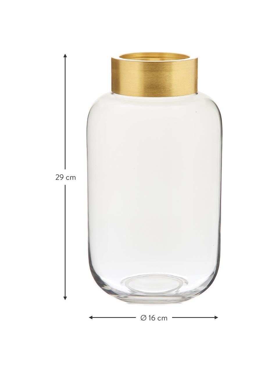Glas-Vase Lori, Vase: Glas, Transparent, Goldfarben, Ø 16 x H 29 cm