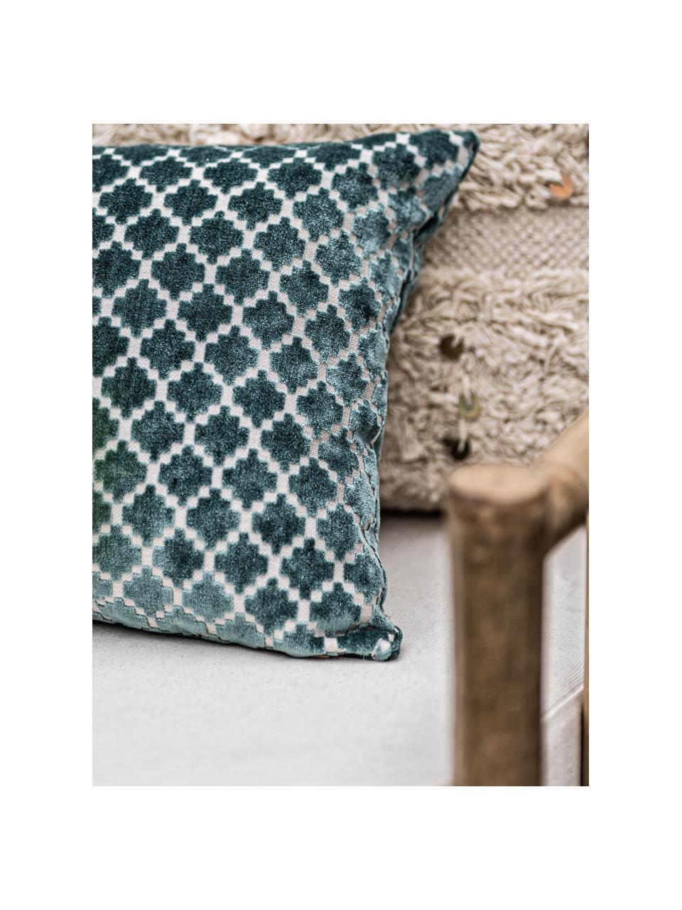 Housse de coussin rectangulaire bleue Calista, Bleu marine, blanc cassé