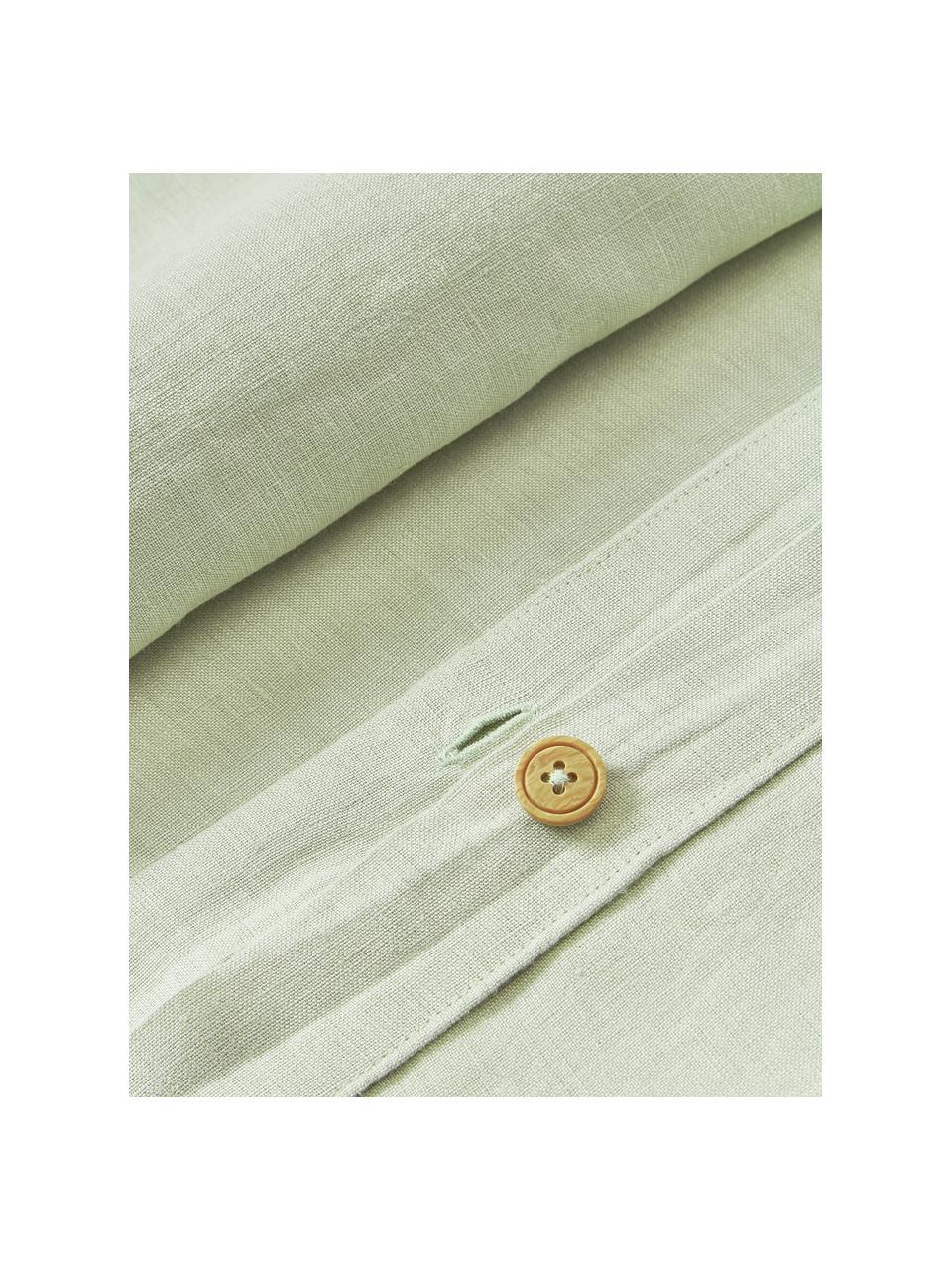Taie d'oreiller en lin délavé Airy, 100 % pur lin
Densité 110 fils par pouce carré, qualité standard

Le lin est une fibre naturelle qui se caractérise par sa respirabilité, sa résistance et sa douceur. Le lin est un matériau rafraîchissant et absorbant qui absorbe et évacue rapidement l'humidité, ce qui le rend idéal pour les températures chaudes.

Le matériau est certifié STANDARD 100 OEKO-TEX®, 15.HIN.65948, HOHENSTEIN HTTI, Vert clair, larg. 50 x long. 70 cm
