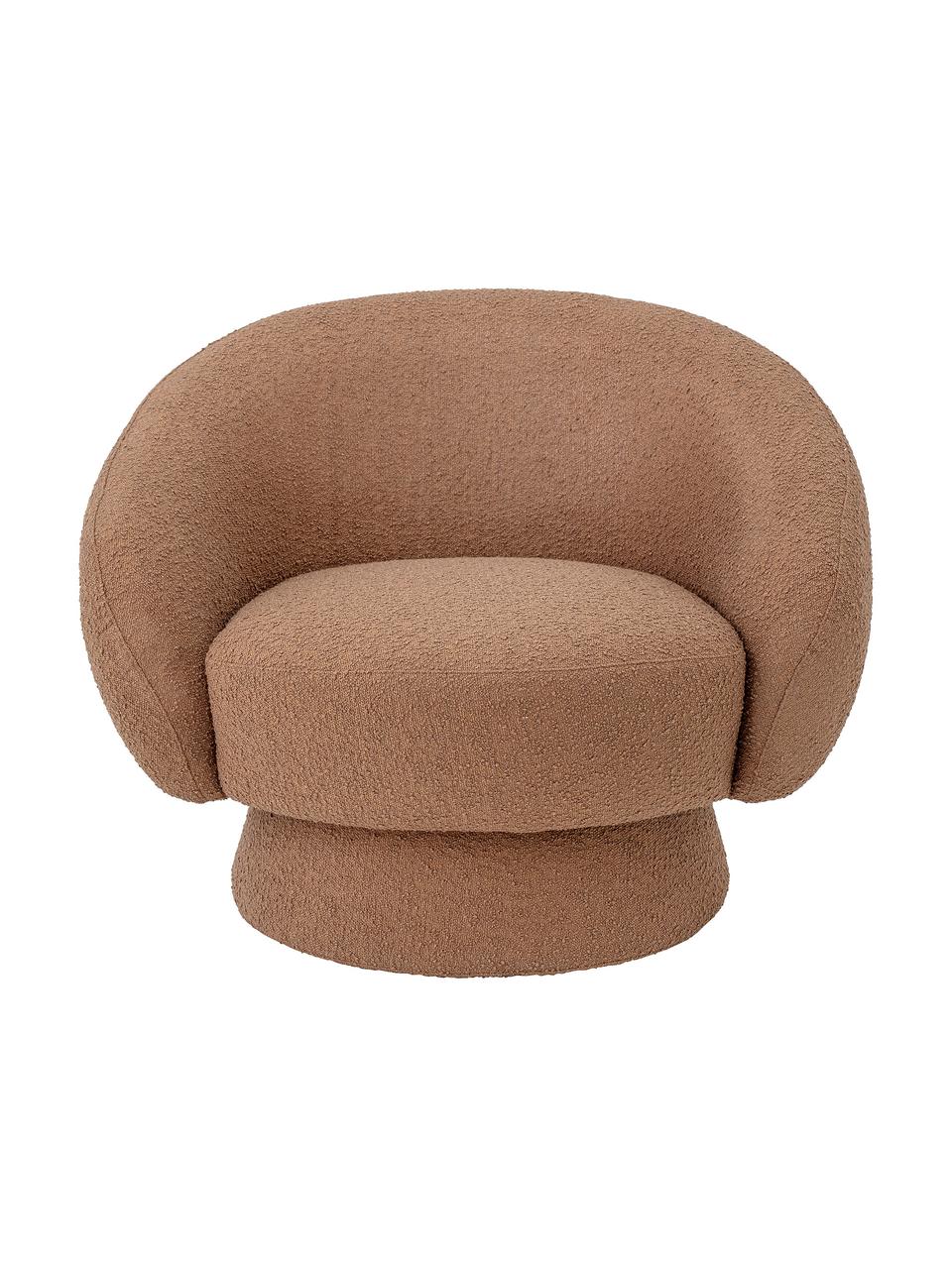 Bouclé-Loungesessel Ted, Bezug: 95 % Polyester, 5% Acryli, Gestell: Kiefernholz, Sperrholz, M, Bouclé Braun, B 93 x T 82 cm