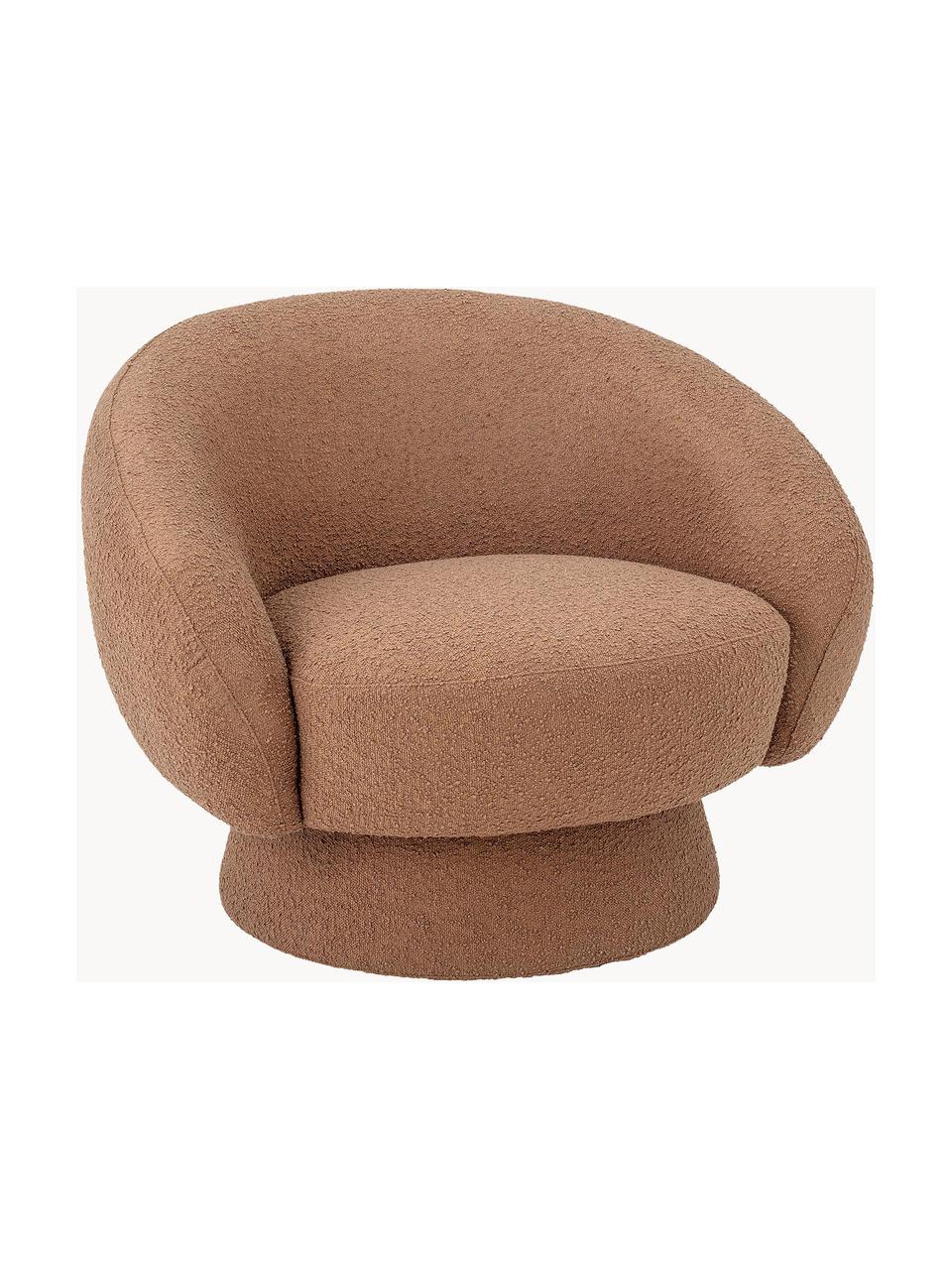 Poltrona lounge in tessuto bouclé Ted, Rivestimento: 95% poliestere, 5% acrili, Struttura: legno di pino, compensato, Bouclé marrone chiaro, Larg. 93 x Prof. 82 cm