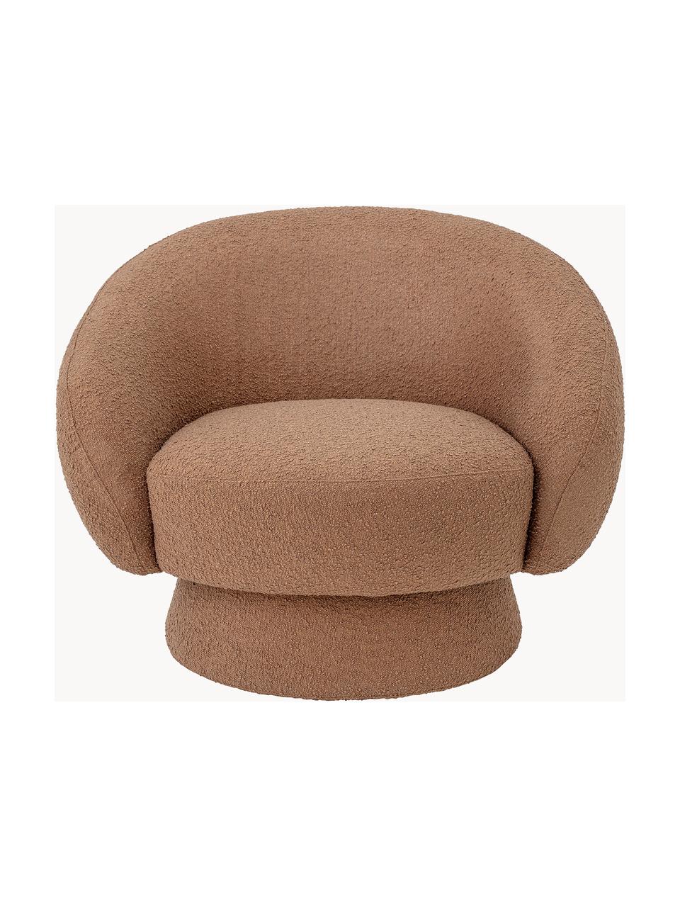 Sillón en tejido bouclé Ted, Tapizado: poliéster Alta resistenci, Estructura: madera de pino, madera co, Bouclé marrón, An 93 x F 82 cm