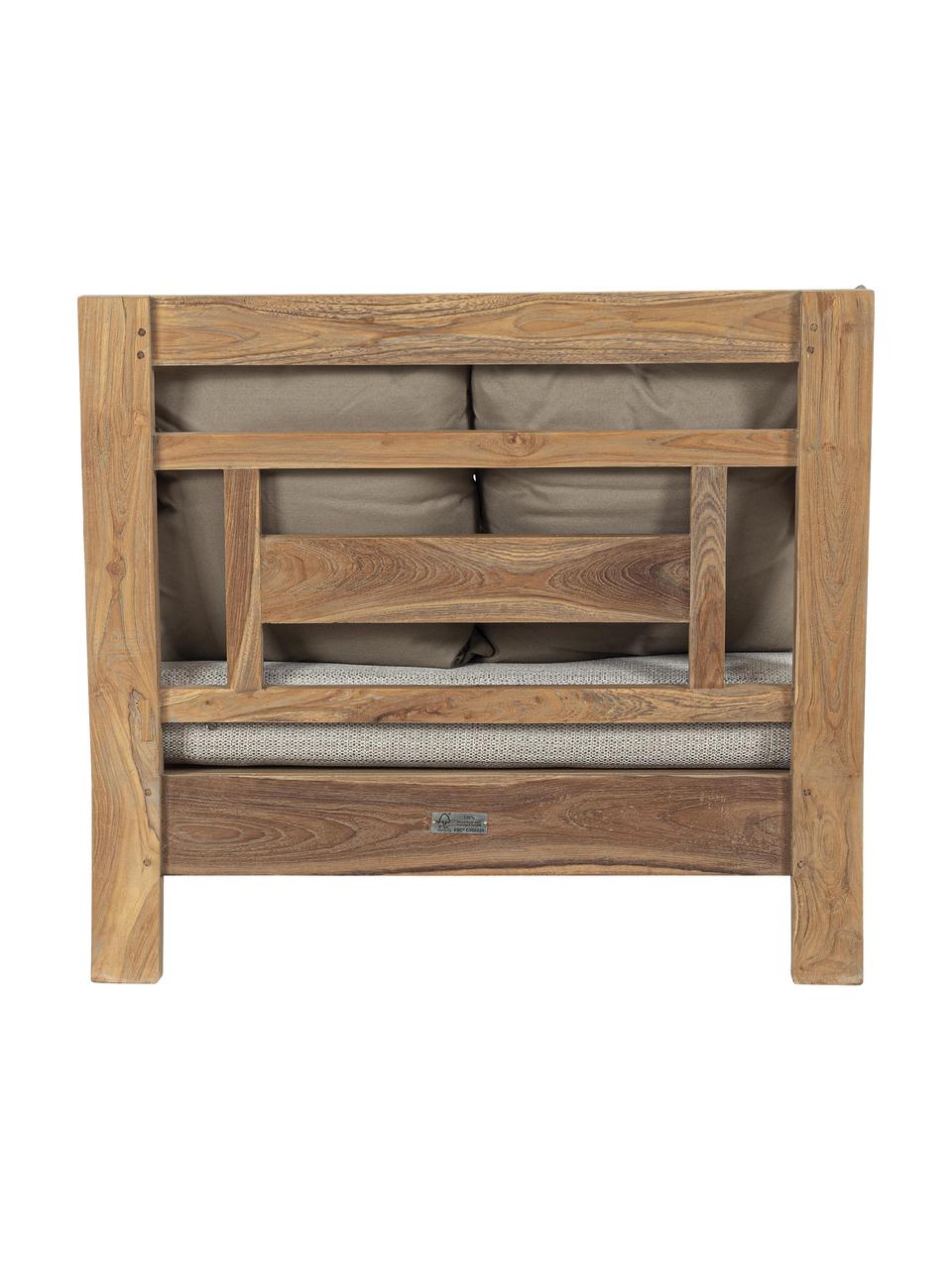 Poltrona da giardino in legno di teak Bali, Cornice: legno di teak, possiede l, Legno di teak, beige, Larg. 90 x Prof. 90 cm
