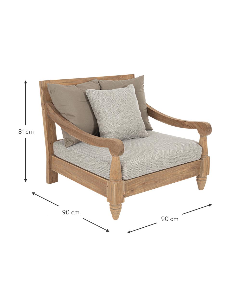 Záhradné kreslo z tíkového dreva Bali, Tíkové drevo, béžová, Š 90 x H 90 cm