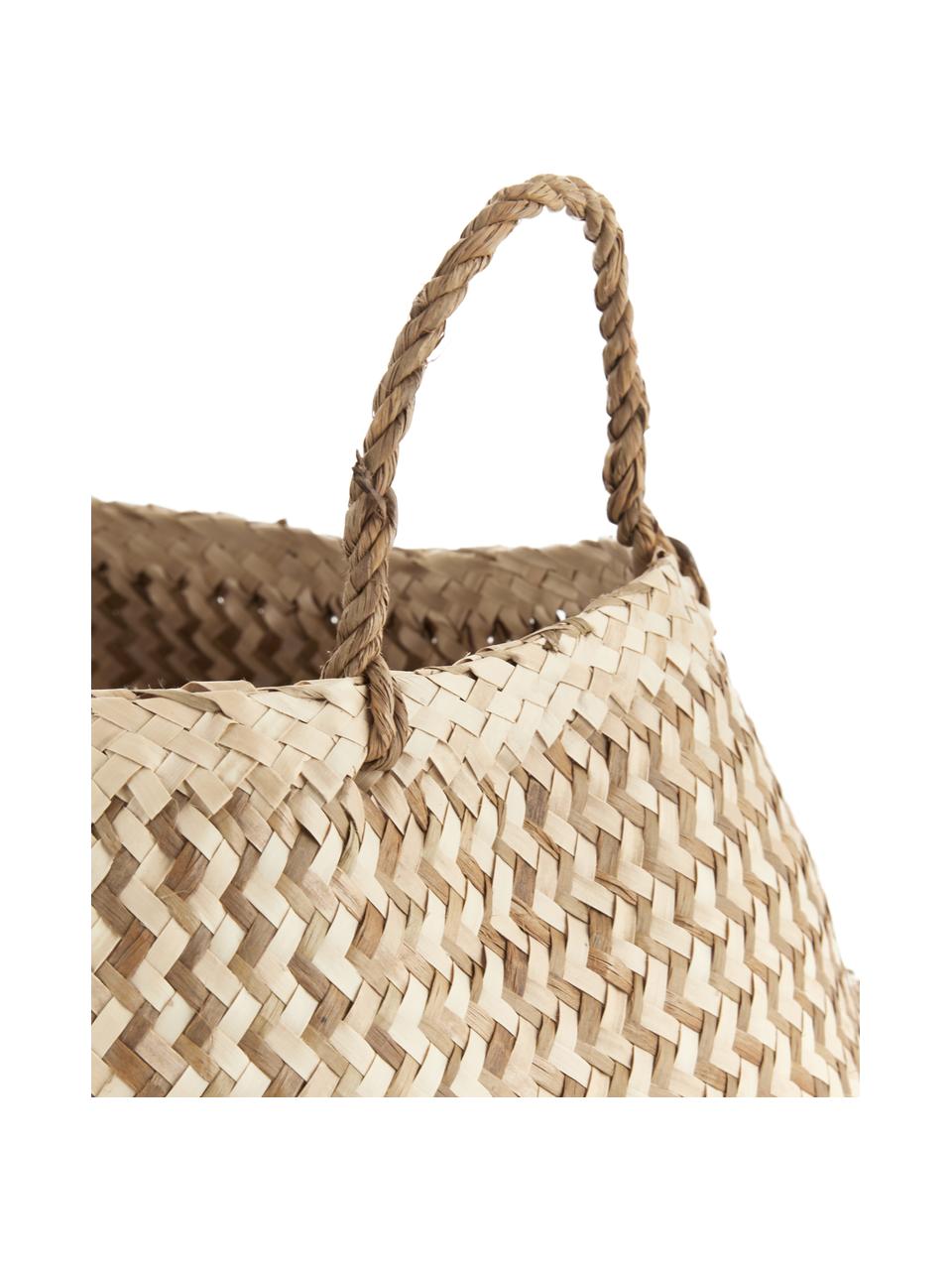 Ręcznie wykonany kosz do przechowywania Meja, Trawa morska, pleciona, Jasny beżowy, Ø 35 - 42  x W 34 cm