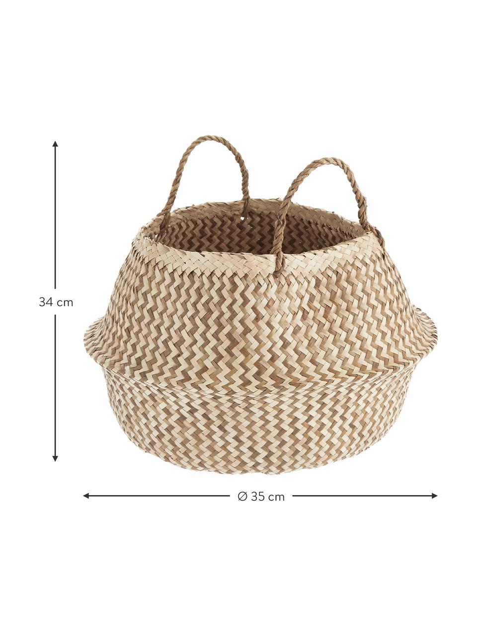 Panier de rangement fait main Meja, Algues, tressé, Brun clair, Ø 35 - 42 x haut. 34 cm