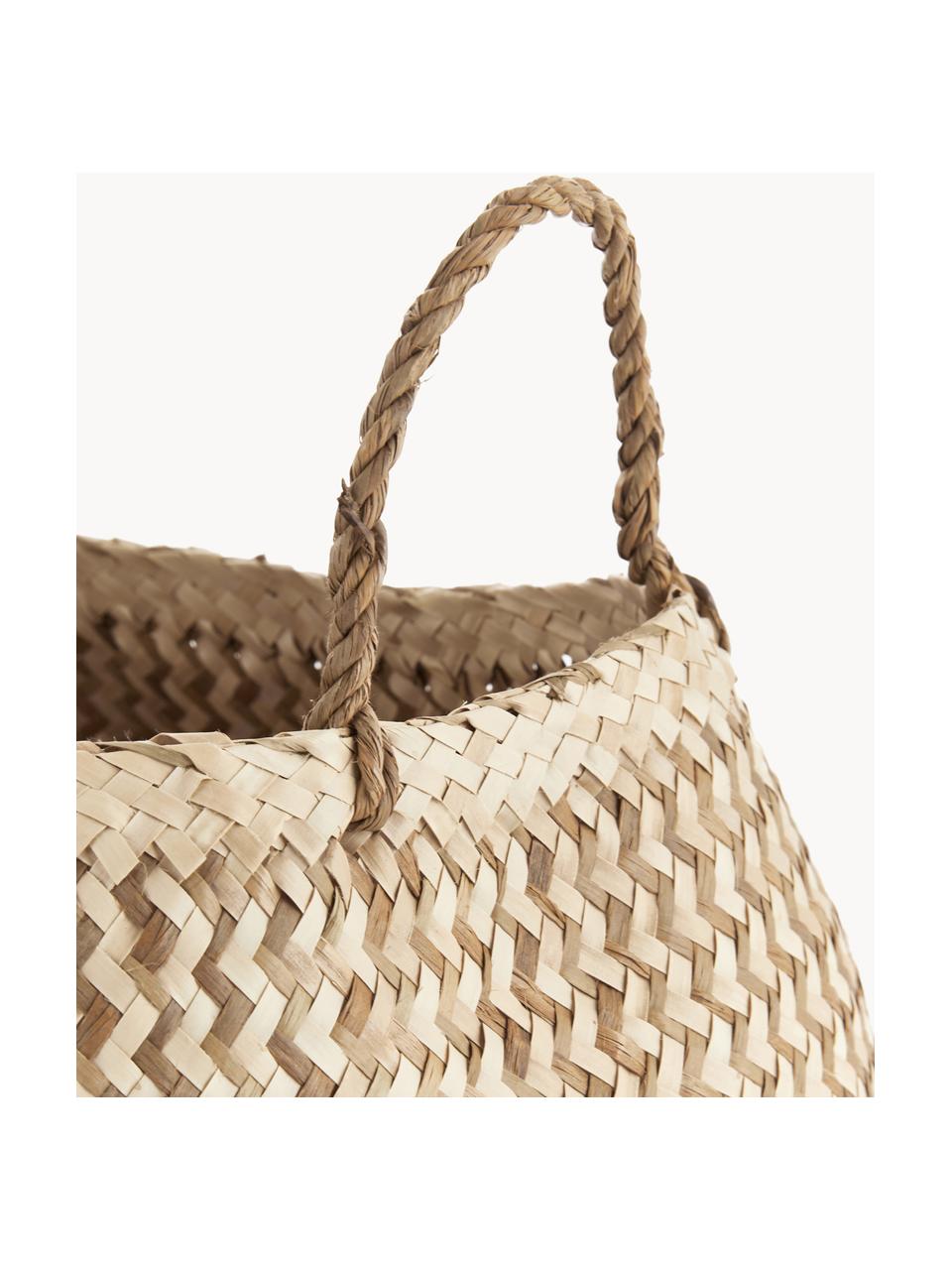 Cesta artesanal Meja, Junco marino, tejido, Beige claro, Ø 35-42 x Al 34 cm