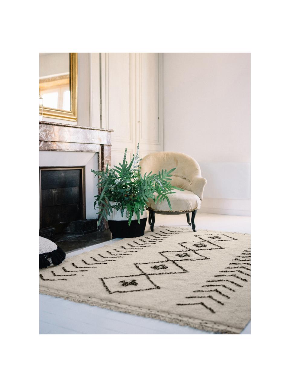 Tapis berbère beige Barber, Brun clair, noir