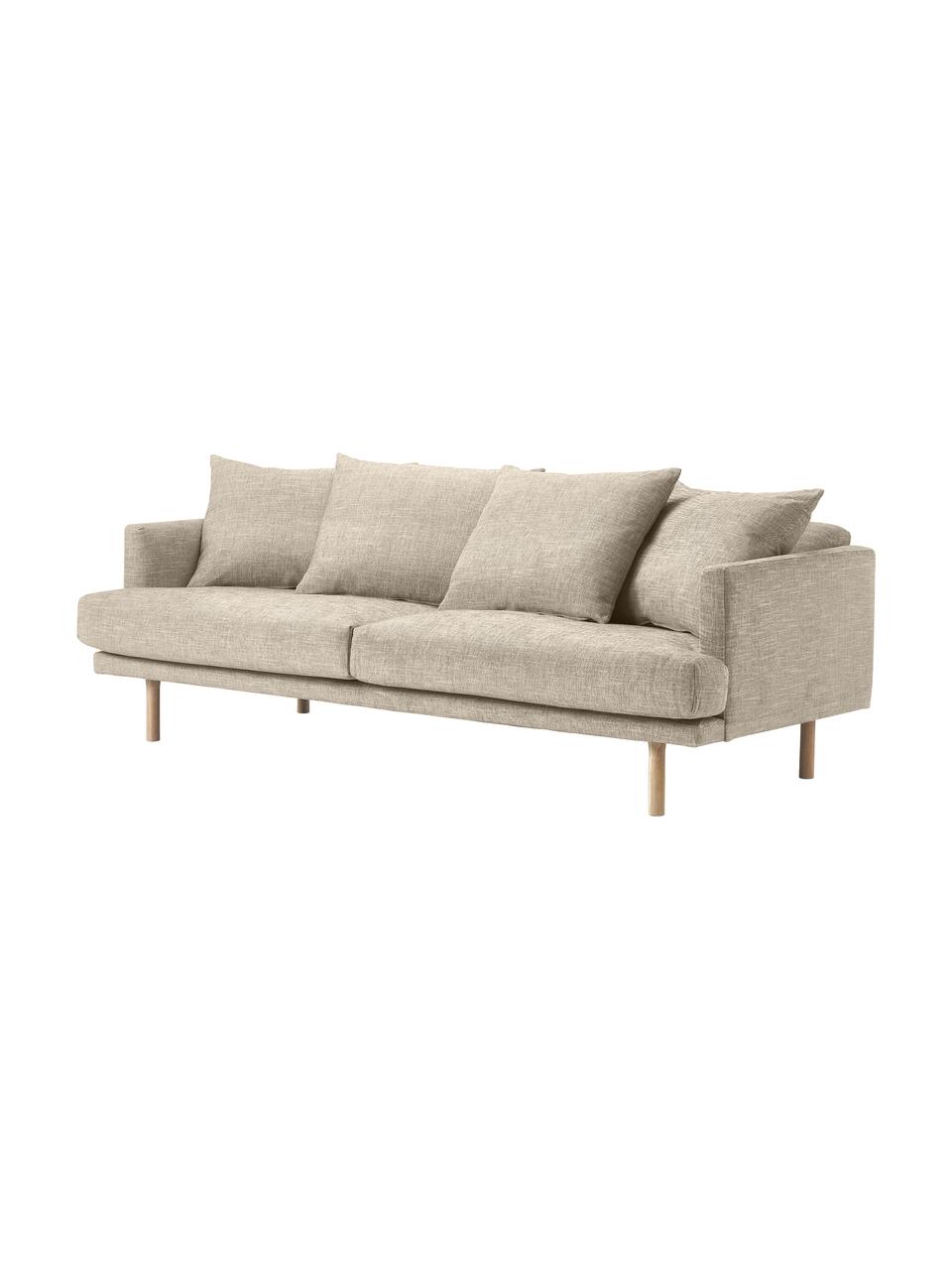 Sofa Adrian (2-osobowa), Tapicerka: 47% wiskoza, 23% bawełna,, Stelaż: sklejka, Nogi: drewno dębowe olejowane, Ciemnobeżowa tkanina, S 214 x W 79 cm