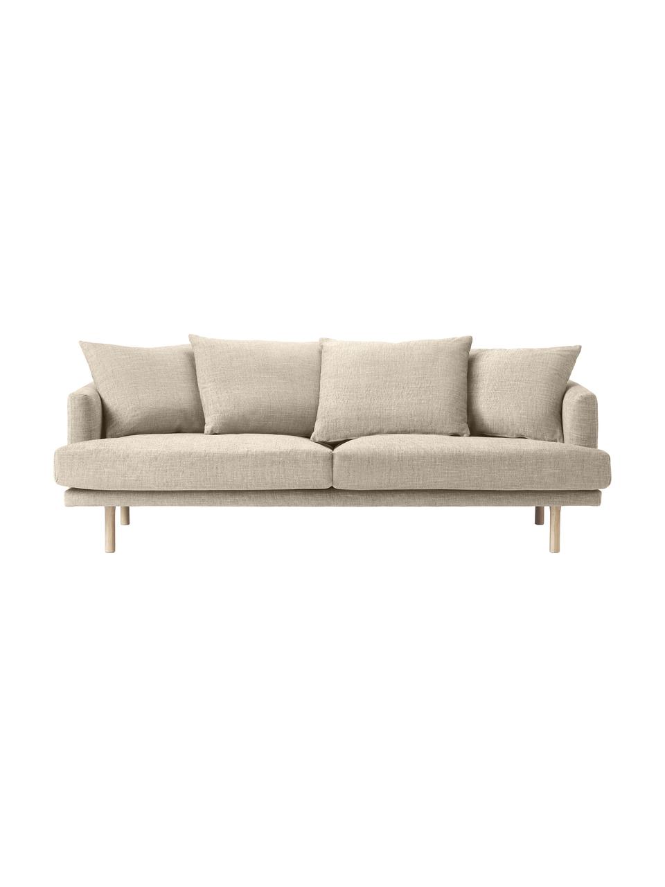 Divano 2 posti Adrian, Rivestimento: 47% viscosa, 23% cotone, , Struttura: compensato, Piedini: legno di quercia oliato, Tessuto beige scuro, Larg. 214 x Alt. 79 cm