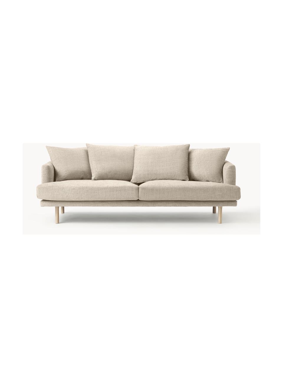 Sofa Adrian (3-Sitzer), Bezug: 47 % Viskose, 23 % Baumwo, Gestell: Sperrholz, Füße: Eichenholz, geölt Dieses , Webstoff Beige, B 214 x T 95 cm