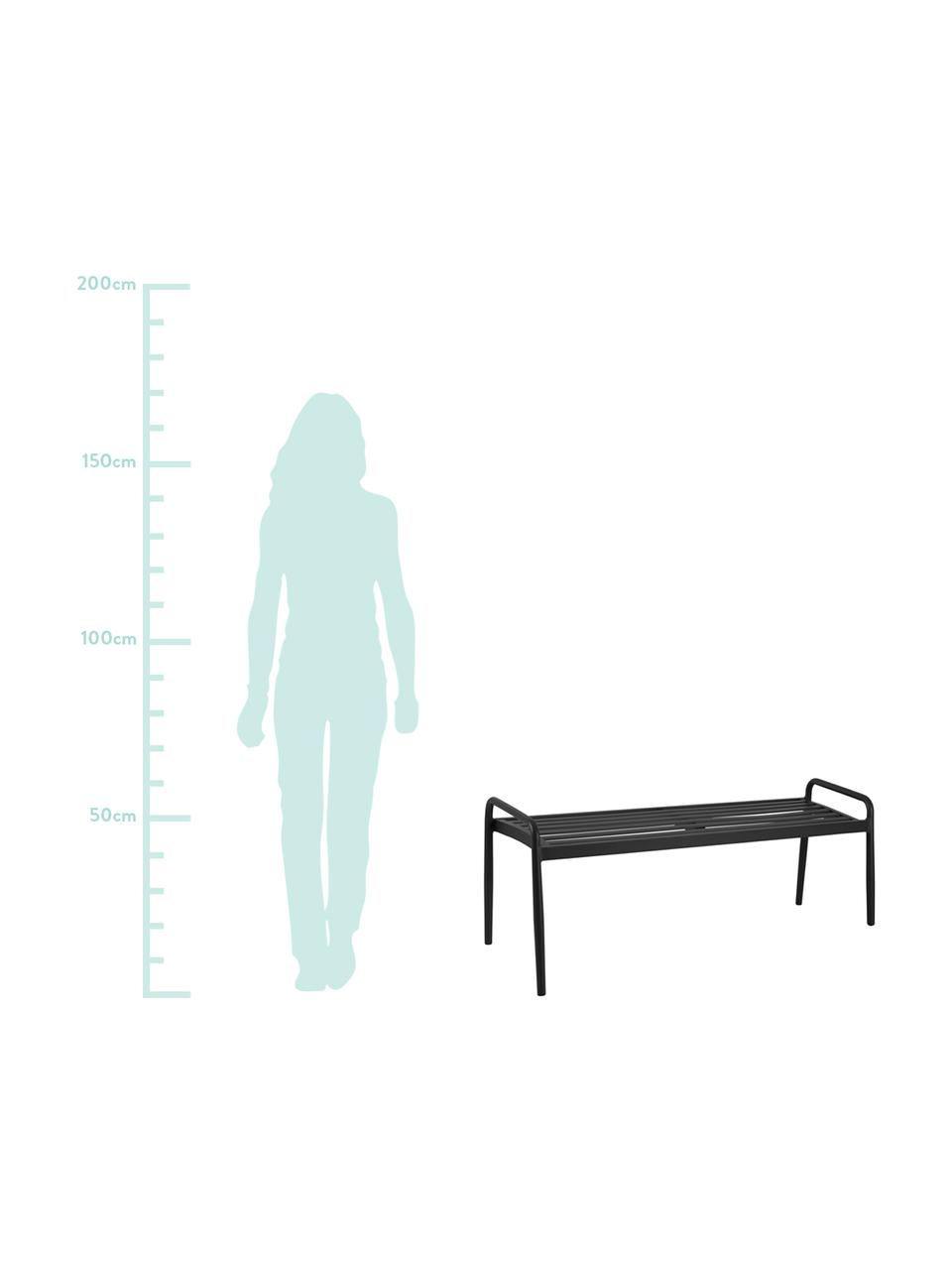 Panchina da giardino in alluminio Sonnac, Alluminio rivestito, Nero opaco, Larg. 124 x Prof. 51 cm