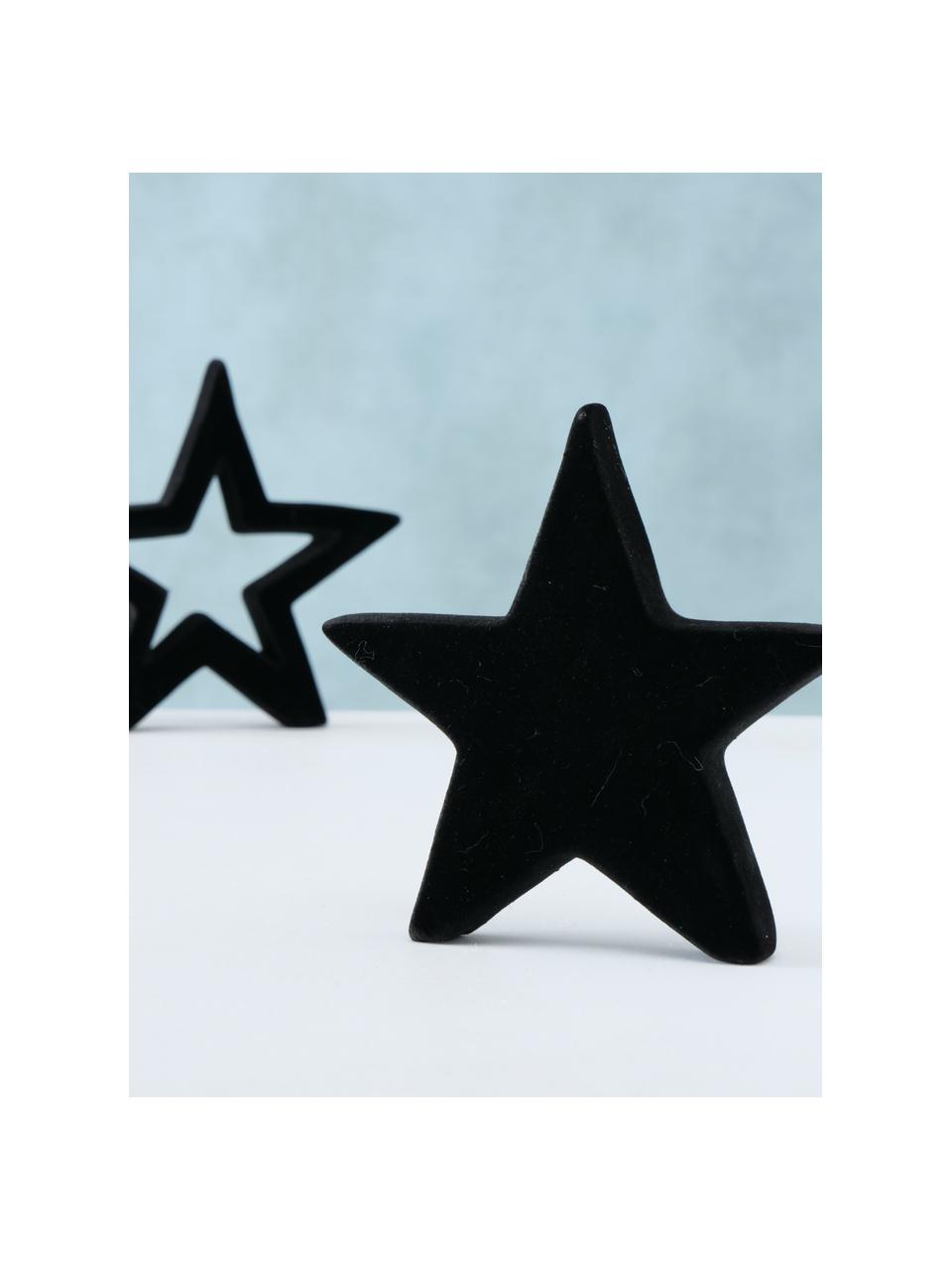 Étoiles décoratives Mido, haut. 14 cm, 2 élém., Terre cuite, Noir, larg. 14 x haut. 14 cm