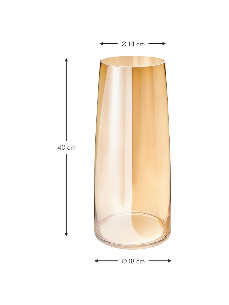 Große Mundgeblasene Glas-Vase Myla in Bernsteinfarben, Glas, Bernsteinfarben, Ø 18 x H 40 cm