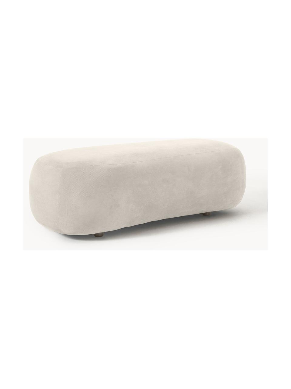 Panca curva in tessuto Alba, Rivestimento: 97% poliestere, 3% nylon , Struttura: legno massiccio di abete , Piedini: plastica, Tessuto bianco crema, Larg. 130 x Prof. 62 cm