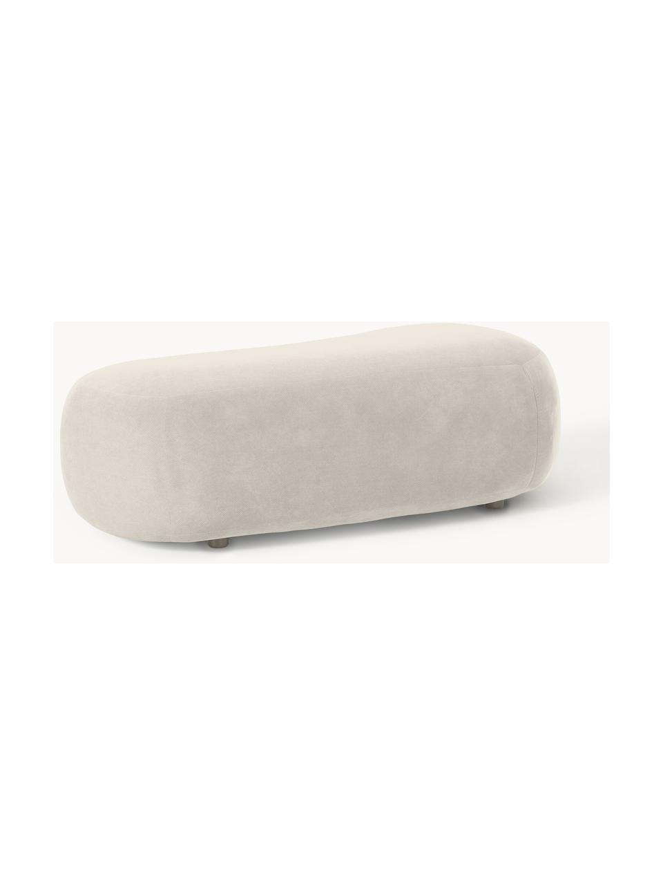 Panca curva in tessuto Alba, Rivestimento: 97% poliestere, 3% nylon , Struttura: legno massiccio di abete , Piedini: plastica, Tessuto bianco crema, Larg. 130 x Prof. 62 cm