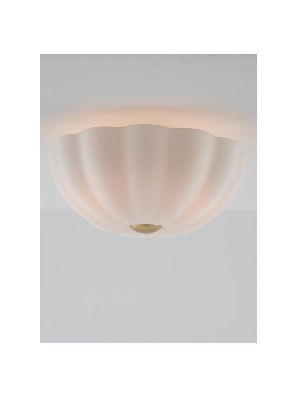 Dimmbare Deckenleuchte Flower, Lampenschirm: Glas, Dekor: Metall, beschichtet, Off White, Ø 40 x H 22 cm