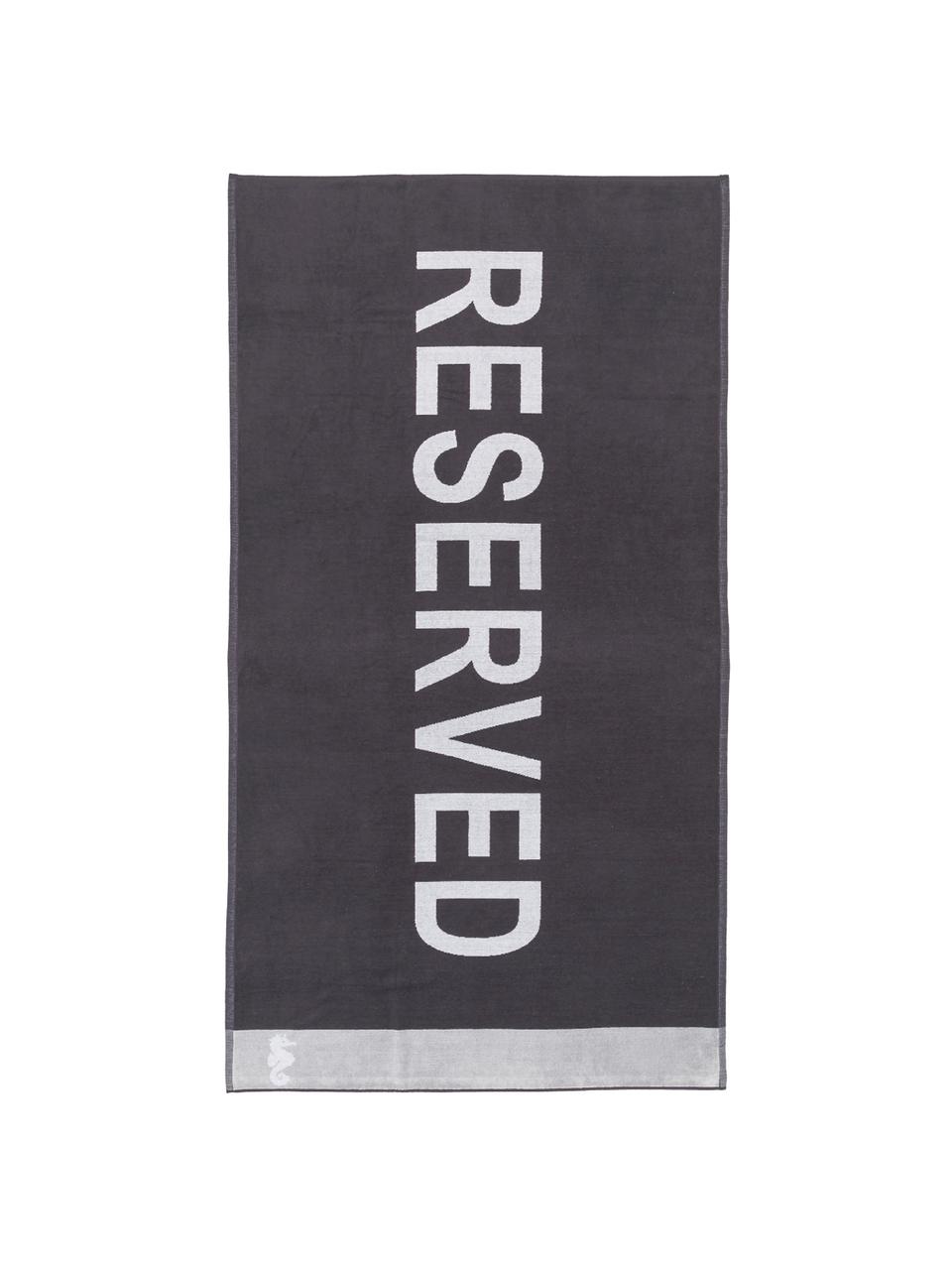 Strandtuch Reserved mit großem Schriftzug, Vorderseite: 100% Velour (Baumwolle), Rückseite: Frottee (Baumwolle) Mitte, Anthrazit, B 100 x L 180 cm