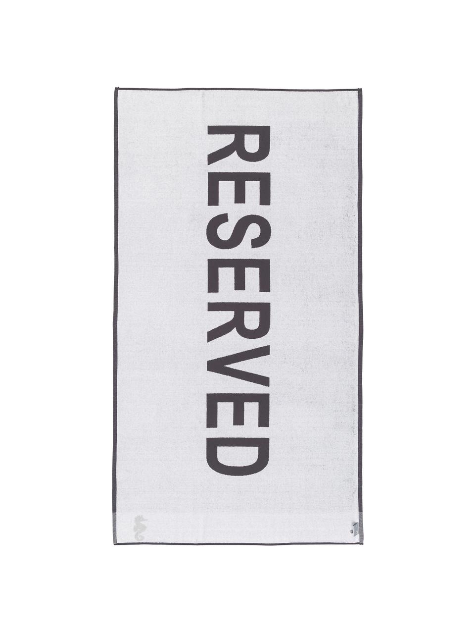 Strandtuch Reserved mit grossem Schriftzug, Vorderseite: 100% Velour (Baumwolle), Rückseite: Frottee (Baumwolle) Mitte, Anthrazit, B 100 x L 180 cm