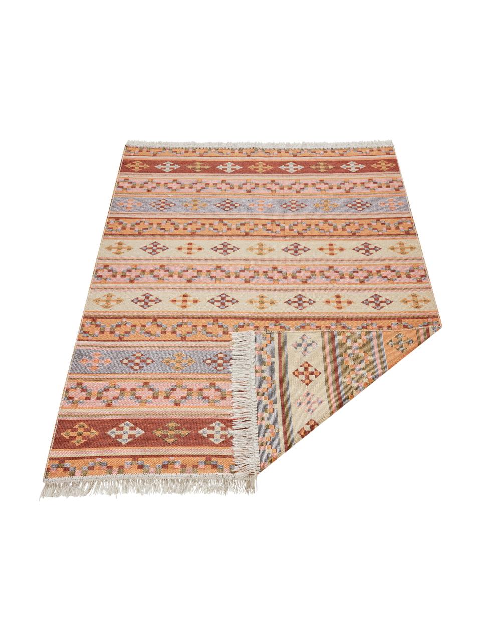 Kelim vloerkleed Kaveri in ethnostijl van katoen, 100% katoen, Beige, multicolour, B 160 x L 220 cm (maat M)