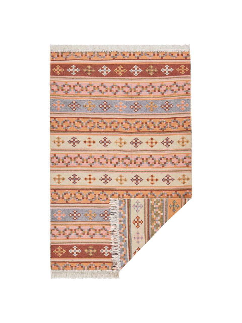 Kelimteppich Kaveri im Ethno-Style aus Baumwolle, 100% Baumwolle, Beige, Mehrfarbig, B 160 x L 220 cm (Größe M)