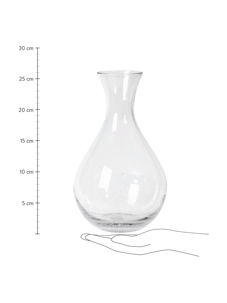 Ručně foukaná karafa se vzduchovými bublinami Bubble, 800 ml, Foukané sklo, Transparentní se vzduchovými bublinami, V 26 cm, 800 ml