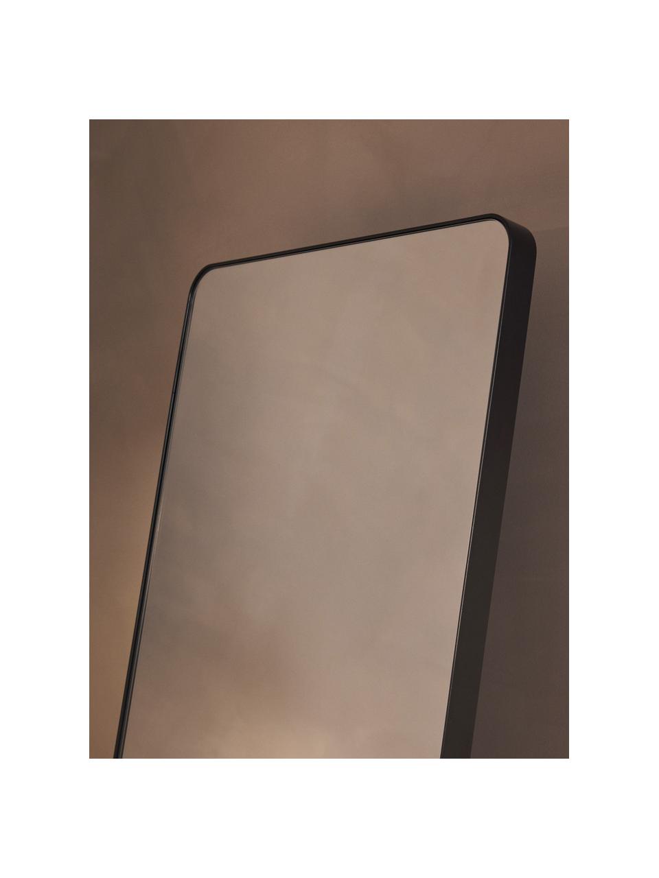 Specchio da terra rettangolare Kilian, Cornice: metallo rivestito, Retro: pannello di fibra a media, Superficie dello specchio: lastra di vetro, Nero, Larg. 48 x Alt. 160 cm