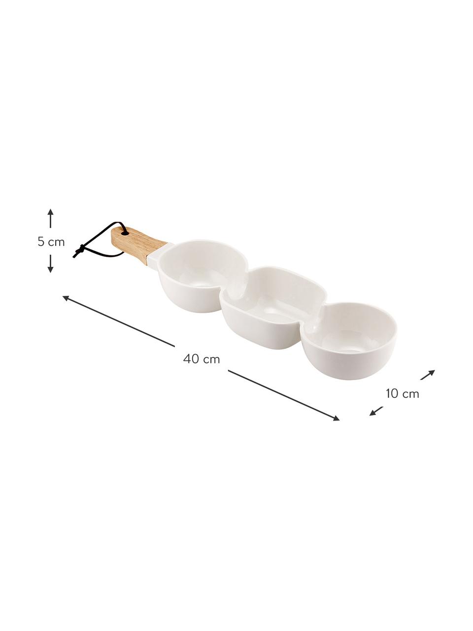 Miska do serwowania z drewnianym uchwytem Classic, Biały, drewno kauczukowe, S 40 x T 10 cm