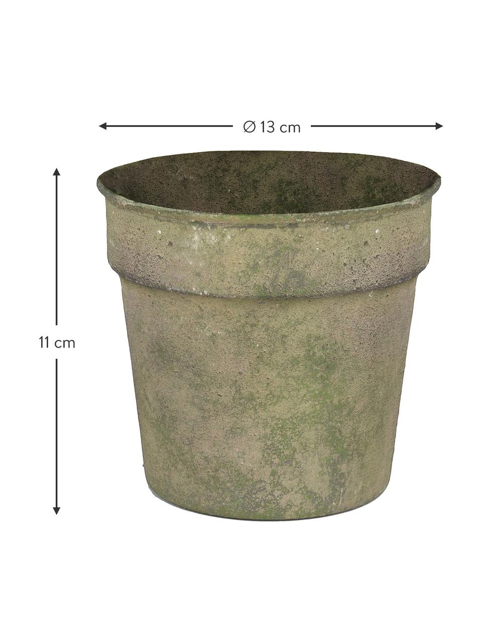 Kleine plantenpot Antique, Gecoat staal, Groen, beige, Ø 13 x H 11 cm